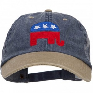 Baseball Caps Republican Elephant USA Embroidered Two Tone Cap - Navy Khaki - CS124YMHYLJ $19.75