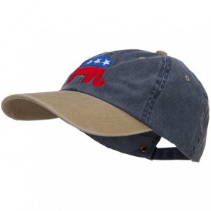 Baseball Caps Republican Elephant USA Embroidered Two Tone Cap - Navy Khaki - CS124YMHYLJ $19.75