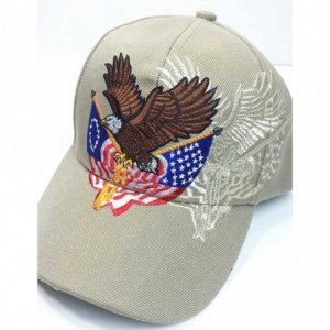 Baseball Caps Patriotic Embroidered American Flags Print Baseball Cap - Khaki - CP18T57U3ZW $16.69