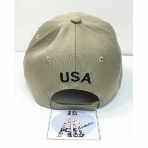 Baseball Caps Patriotic Embroidered American Flags Print Baseball Cap - Khaki - CP18T57U3ZW $16.69