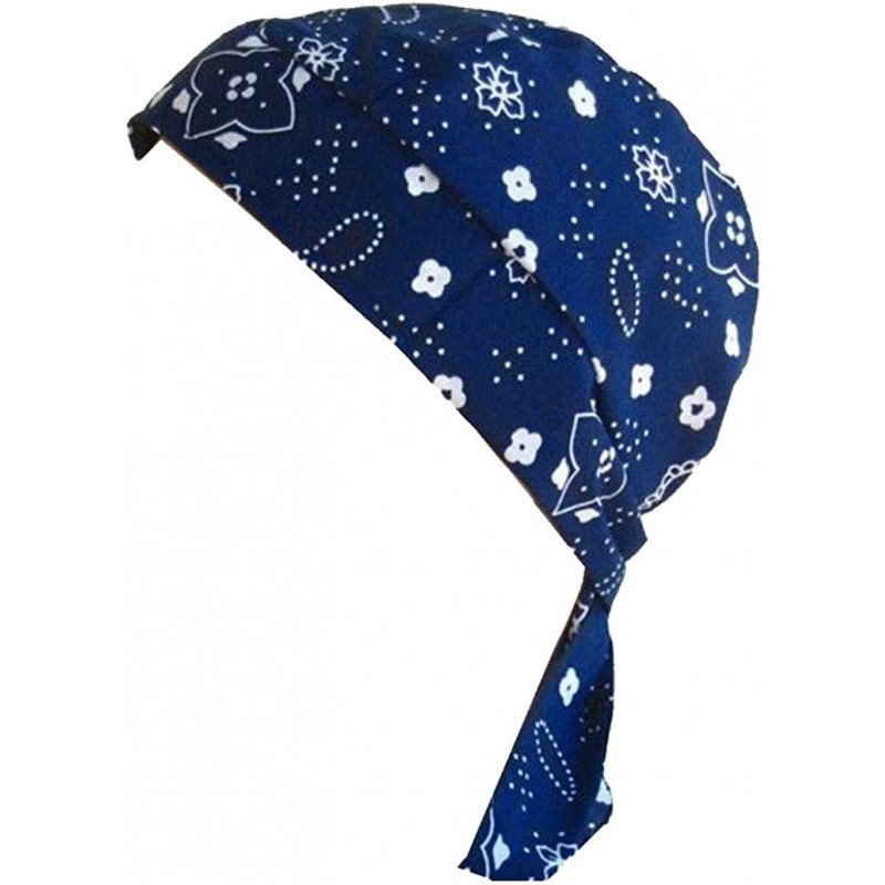 Skullies & Beanies Mens Cloth Head Wrap Cotton Sweat Band One Size - Navy Paisley - C412ELHP9QJ $11.53