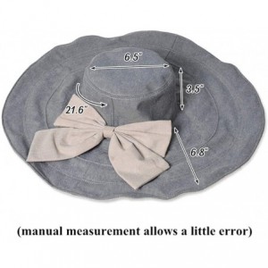 Sun Hats Women Large Bow Wide Brim Hat Foldable Floppy Reversible Hat UPF50 Sun Beach Vacation - Deep Gray - CG18WLLX939 $13.01