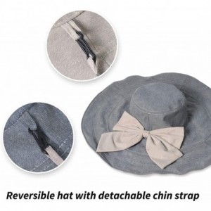 Sun Hats Women Large Bow Wide Brim Hat Foldable Floppy Reversible Hat UPF50 Sun Beach Vacation - Deep Gray - CG18WLLX939 $13.01