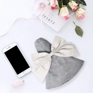 Sun Hats Women Large Bow Wide Brim Hat Foldable Floppy Reversible Hat UPF50 Sun Beach Vacation - Deep Gray - CG18WLLX939 $13.01