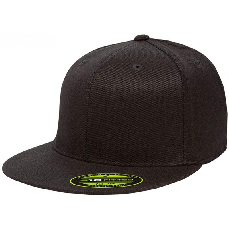 Baseball Caps Premium 210 Flexfit Fitted Flatbill Hat with NoSweat Hat Liner - Black - CW18O98LXXK $10.47