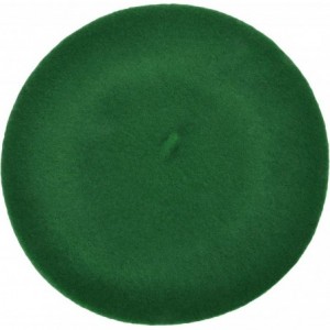 Berets Women Wool Beret Hat Solid Color French Style Warm Cap - Green - CW18LRY5QD2 $12.66