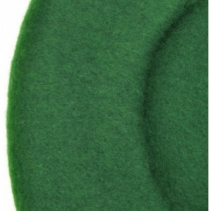 Berets Women Wool Beret Hat Solid Color French Style Warm Cap - Green - CW18LRY5QD2 $12.66