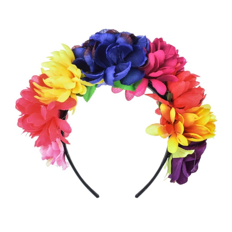 Headbands Day of the Dead Flower Crown Festival Headband Rose Mexican Floral Headpiece HC-23 (B-Blue Fuchsia) - C918LOTEIOR $...