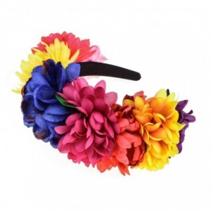 Headbands Day of the Dead Flower Crown Festival Headband Rose Mexican Floral Headpiece HC-23 (B-Blue Fuchsia) - C918LOTEIOR $...