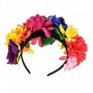 Headbands Day of the Dead Flower Crown Festival Headband Rose Mexican Floral Headpiece HC-23 (B-Blue Fuchsia) - C918LOTEIOR $...