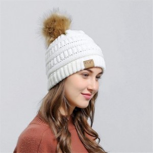 Skullies & Beanies Unisex Men Women Baggy Warm Crochet Winter Wool Knit Ski Caps Skull Beanie Slouchy Hat with Pom Pom - CN18...