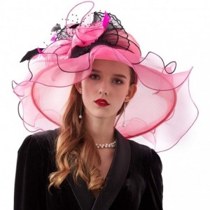 Sun Hats Women's Organza Kentucky Derby Tea Party Hat - Design 3 - Rose Pink - CB18T82MZNI $11.37