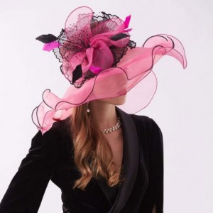 Sun Hats Women's Organza Kentucky Derby Tea Party Hat - Design 3 - Rose Pink - CB18T82MZNI $11.37