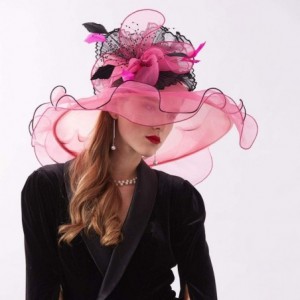 Sun Hats Women's Organza Kentucky Derby Tea Party Hat - Design 3 - Rose Pink - CB18T82MZNI $11.37