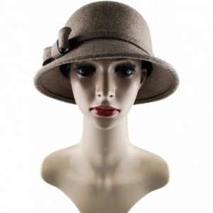 Bucket Hats Cloche Hats for Women 100% Wool Fedora Bucket Bowler Hat 1920s Vintage Kentucky Derby Church Party Hats - Kaki - ...