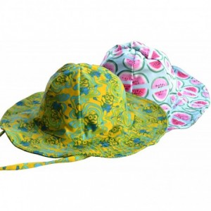 Sun Hats Baby Girls UV Sun Cap UPF 50+ Sun Protection Bucket Hat 3-6Y - Yellow-watermelon - CJ18NINGCTG $13.29