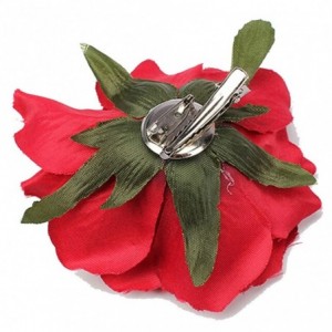 Headbands Women Sweet Big Rose Blossom Flower Wedding Bridal Hair Clip Hairpin Brooch Pin - Red - CN187EA5IW0 $7.92