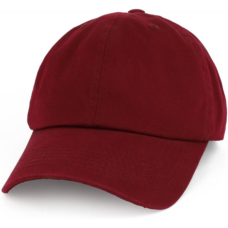 Baseball Caps Oversize XXL Plain Unstructured Soft Crown Cotton Dad Hat - Burgundy - CS18DOGK2Y2 $20.70