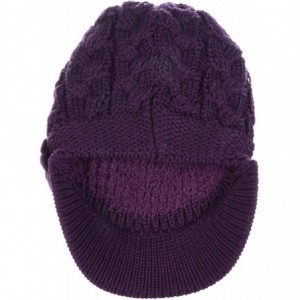 Newsboy Caps Women's Winter Fleece Lined Elegant Flower Cable Knit Newsboy Cabbie Hat - Purple Cable Flower - CP18ZO8Z448 $13.25