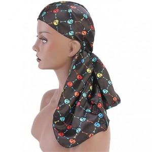 Skullies & Beanies Print Silky Durags Turban Silk Du Rag Waves Caps Headwear Do Doo Rag for Women Men - Tjm-05k-4 - CM18LNSEL...