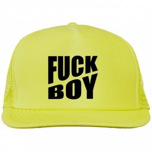 Baseball Caps Fuck Boy Bright neon Truckers mesh snap Back hat - Neon Yellow - C111Y4VOKRR $17.96