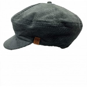 Newsboy Caps Newsboy Cap Thick Corduroy 6 Panel Cabbie - Olive - C818LMHDT8Q $15.68