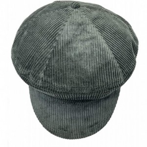 Newsboy Caps Newsboy Cap Thick Corduroy 6 Panel Cabbie - Olive - C818LMHDT8Q $15.68