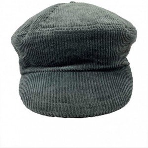 Newsboy Caps Newsboy Cap Thick Corduroy 6 Panel Cabbie - Olive - C818LMHDT8Q $15.68