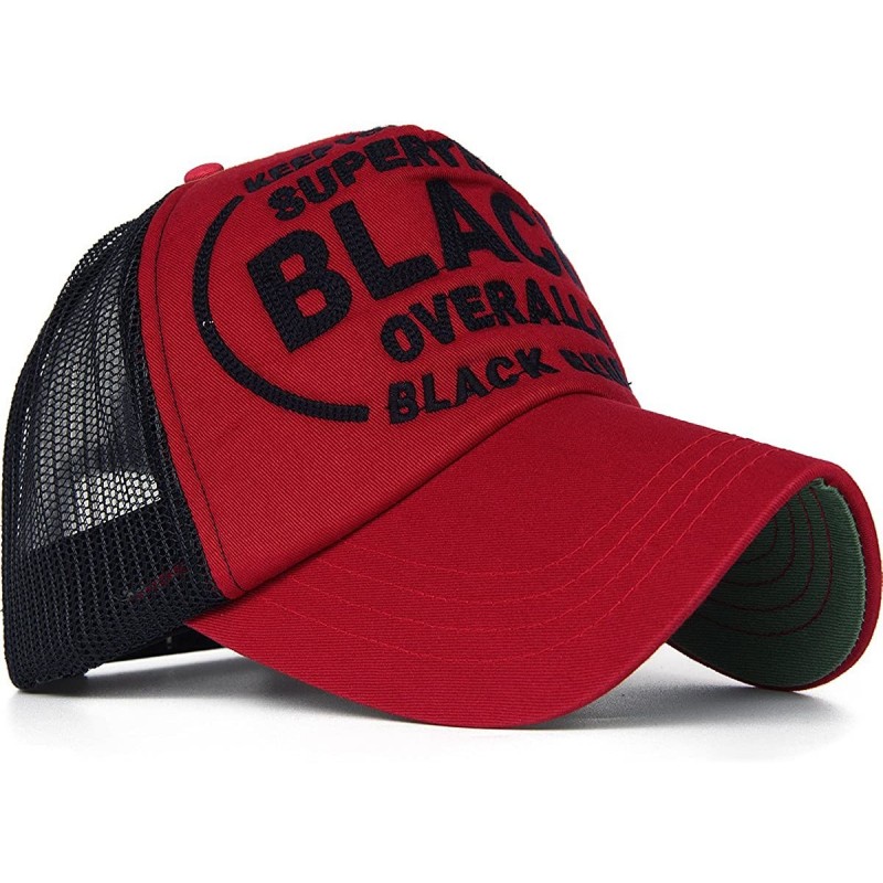 Skullies & Beanies Mens Keep You Feeling Super Trend Overalls Black Rebel Foam Mesh Trucker Hat Baseball Snapback Cap - Red -...