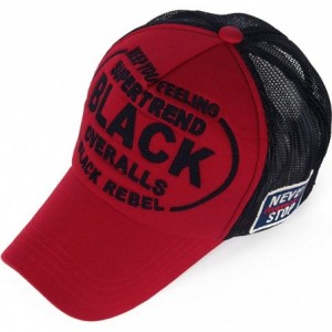 Skullies & Beanies Mens Keep You Feeling Super Trend Overalls Black Rebel Foam Mesh Trucker Hat Baseball Snapback Cap - Red -...
