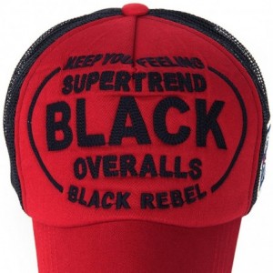 Skullies & Beanies Mens Keep You Feeling Super Trend Overalls Black Rebel Foam Mesh Trucker Hat Baseball Snapback Cap - Red -...