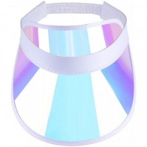 Visors Iridescent Plastic Sun-Visor Hats UV-Shield Protection Hat Tennis-Viosr-Mirrored - Rainbow 2pcs - CU19620W8GY $19.62