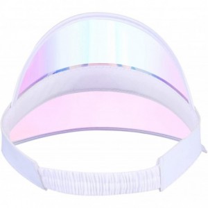 Visors Iridescent Plastic Sun-Visor Hats UV-Shield Protection Hat Tennis-Viosr-Mirrored - Rainbow 2pcs - CU19620W8GY $19.62