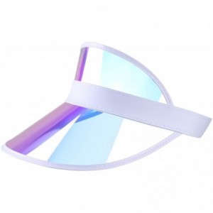 Visors Iridescent Plastic Sun-Visor Hats UV-Shield Protection Hat Tennis-Viosr-Mirrored - Rainbow 2pcs - CU19620W8GY $19.62