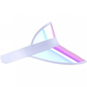 Visors Iridescent Plastic Sun-Visor Hats UV-Shield Protection Hat Tennis-Viosr-Mirrored - Rainbow 2pcs - CU19620W8GY $19.62