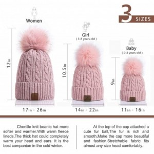 Skullies & Beanies Women Winter Pom Pom Beanie Hats Warm Fleece Lined-Chunky Trendy Cute Chenille Knit Twist Cap - 2-pink-b -...