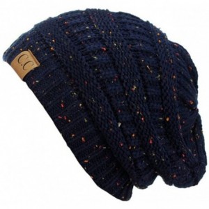 Skullies & Beanies Trendy Warm Chunky Soft Stretch Cable Knit Slouchy Beanie Skully HAT20A - Confetti Navy - CT129FZQNLH $18.99