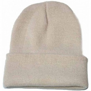 Skullies & Beanies Unisex Slouchy Knitting Beanie Hip Hop Cap & Warm Winter Ski Hat - Khaki - CA187R829YC $7.59
