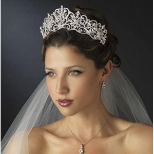 Headbands Luxury Teardrop CZ Rhinestone Crystal Wedding Bridal Tiara Crown(A1063) - Yellow - CZ182TIH84K $38.90