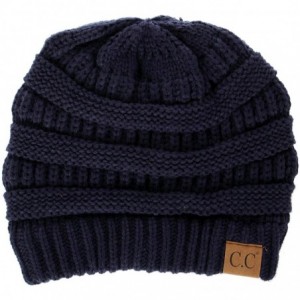 Skullies & Beanies USA Trendy Warm Chunky Soft Stretch Cable Knit Slouchy Beanie - Navy - CN17YCX4EK8 $13.71