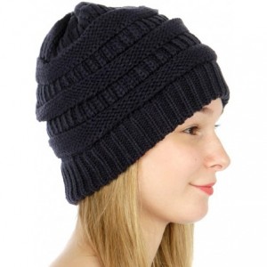 Skullies & Beanies USA Trendy Warm Chunky Soft Stretch Cable Knit Slouchy Beanie - Navy - CN17YCX4EK8 $13.71