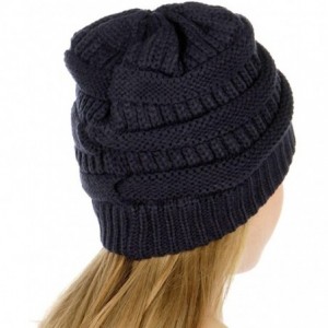 Skullies & Beanies USA Trendy Warm Chunky Soft Stretch Cable Knit Slouchy Beanie - Navy - CN17YCX4EK8 $13.71