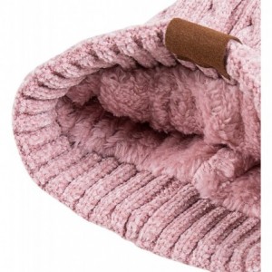 Skullies & Beanies Women Winter Pom Pom Beanie Hats Warm Fleece Lined-Chunky Trendy Cute Chenille Knit Twist Cap - 2-pink-b -...