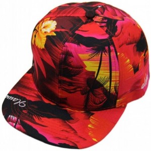 Baseball Caps Floral Hawaiian Adjustable Snapback Hats Baseball Caps - Red/Flat - CV18O24CEIW $25.26
