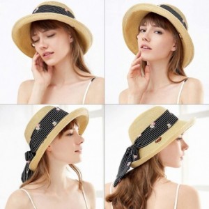 Sun Hats Womens Braided Summer Sun Hat UPF Protection Panama Fedora Outdoor Beach Hiking - 99336_beige - C218SA4QMRM $14.66