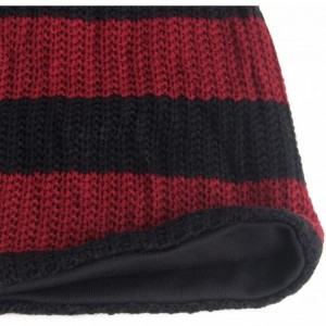 Skullies & Beanies Unisex Beanie Hat Slouchy Knit Cap Skullcap Stripe Baggy Style 1002 - Claret - CC128MYT7K1 $11.39