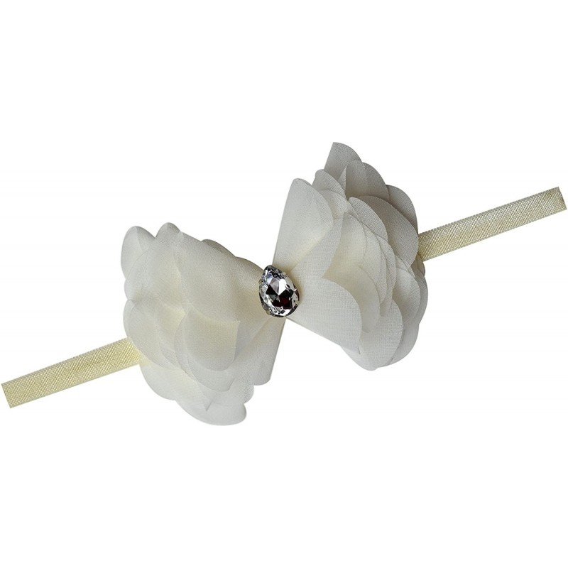 Headbands Chiffon Cone Bow Elastic Headband - Ivory - CK110958RRB $8.23