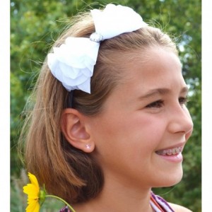 Headbands Chiffon Cone Bow Elastic Headband - Ivory - CK110958RRB $8.23