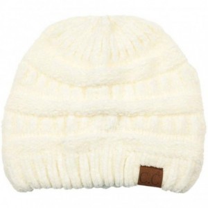 Skullies & Beanies Soft Warm Solid Color Ribbed Chenille Unisex Beanie - Ivory - C018INMLL6O $16.64