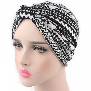 Skullies & Beanies Women Vintage Silky Turbans Bonnet Elastic Wide Band Multifunction Printing Hat Chemo Hair Loss Cap - 3 Pa...